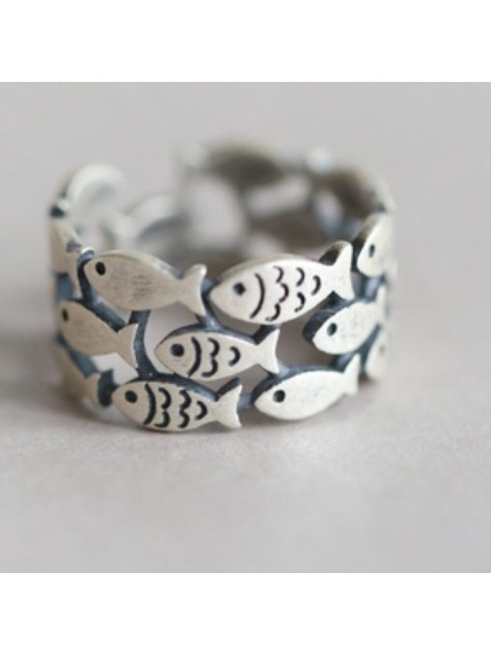 Fisher of Men swimming fish titanium stainless steel boutique adjustable ring
